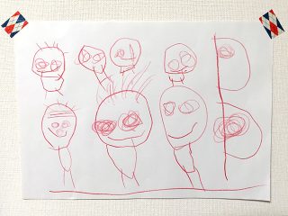 子どもの絵「鯉のぼりと家族」