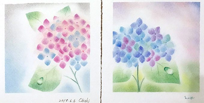 パステルアート「紫陽花」