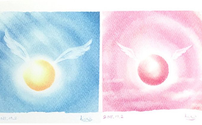 「丸い光の天使」パステルシャインアート